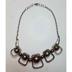 Modern hammered metal statement bib collar necklace